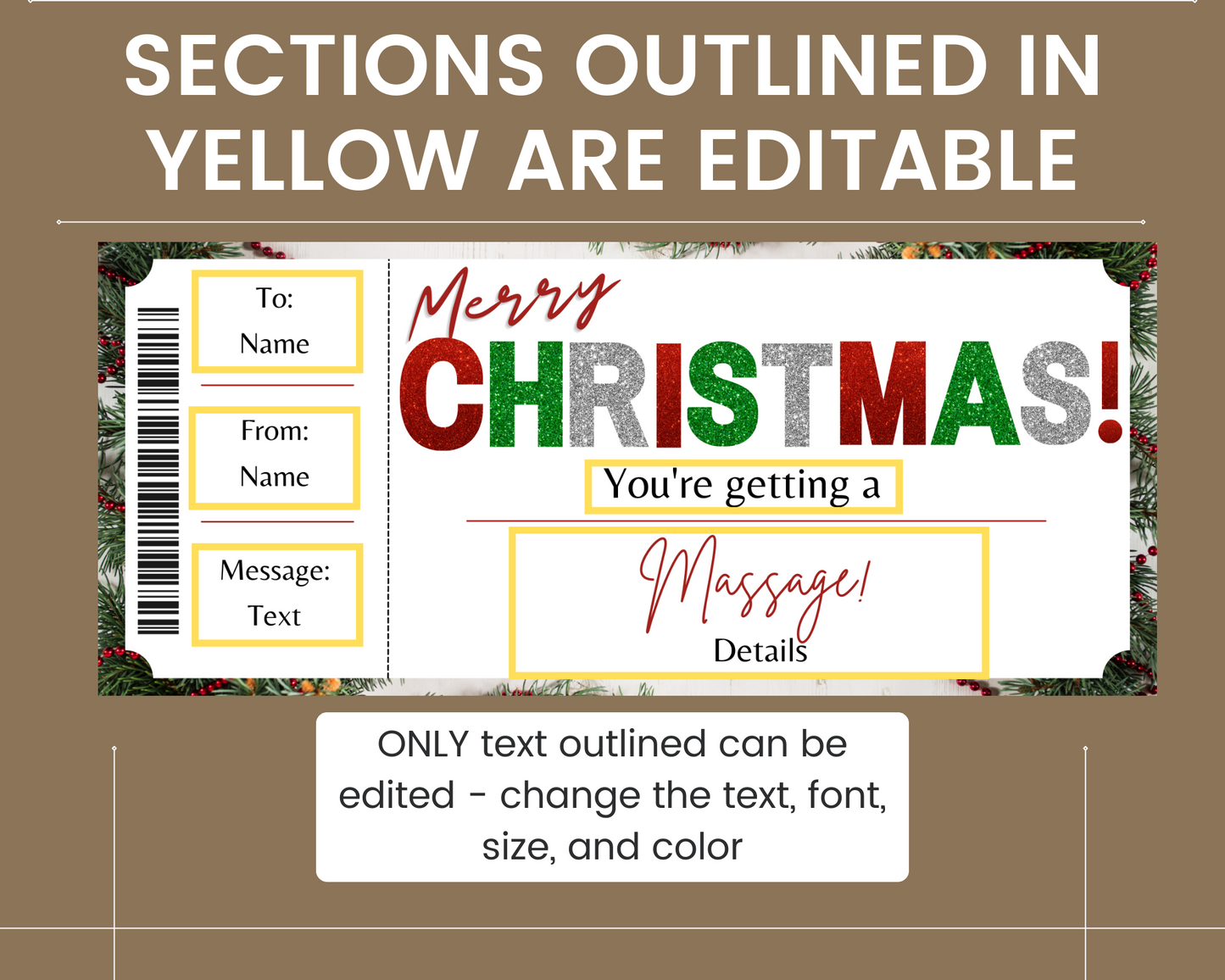 Merry Christmas Massage Gift Certificate