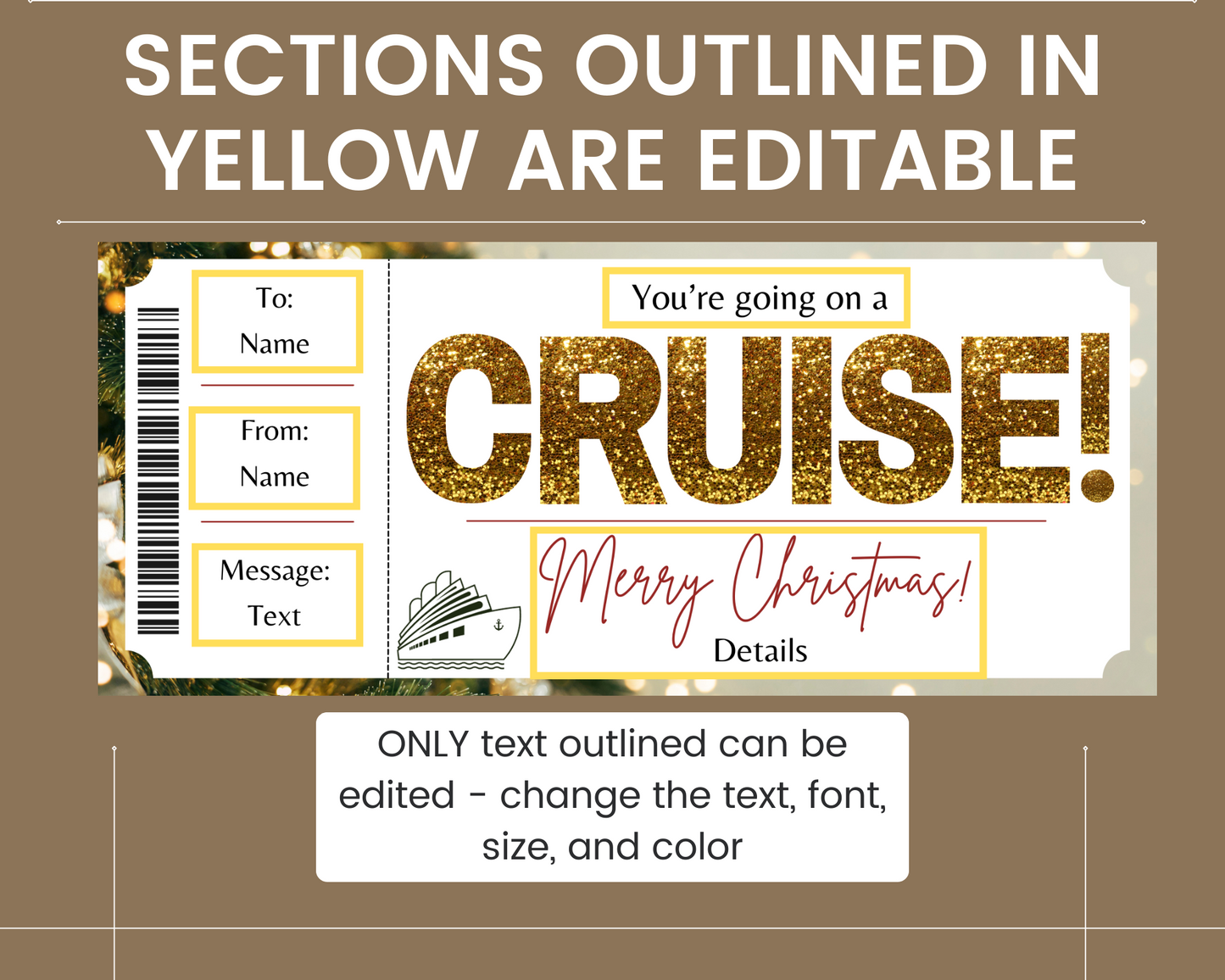 Christmas Cruise Boarding Ticket Template