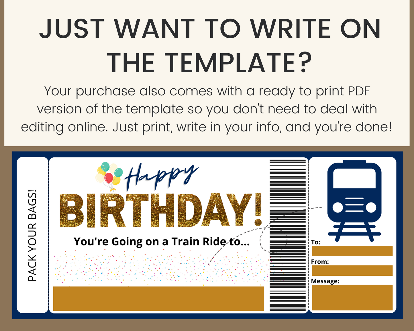 Birthday Train Ride Boarding Pass