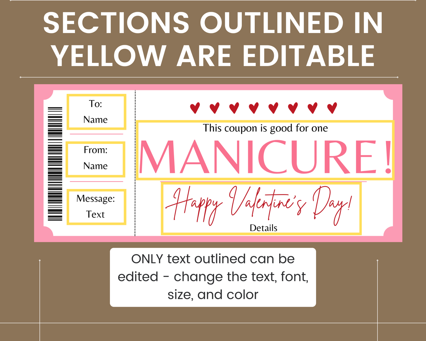 Valentine's Day Manicure Gift Ticket Template