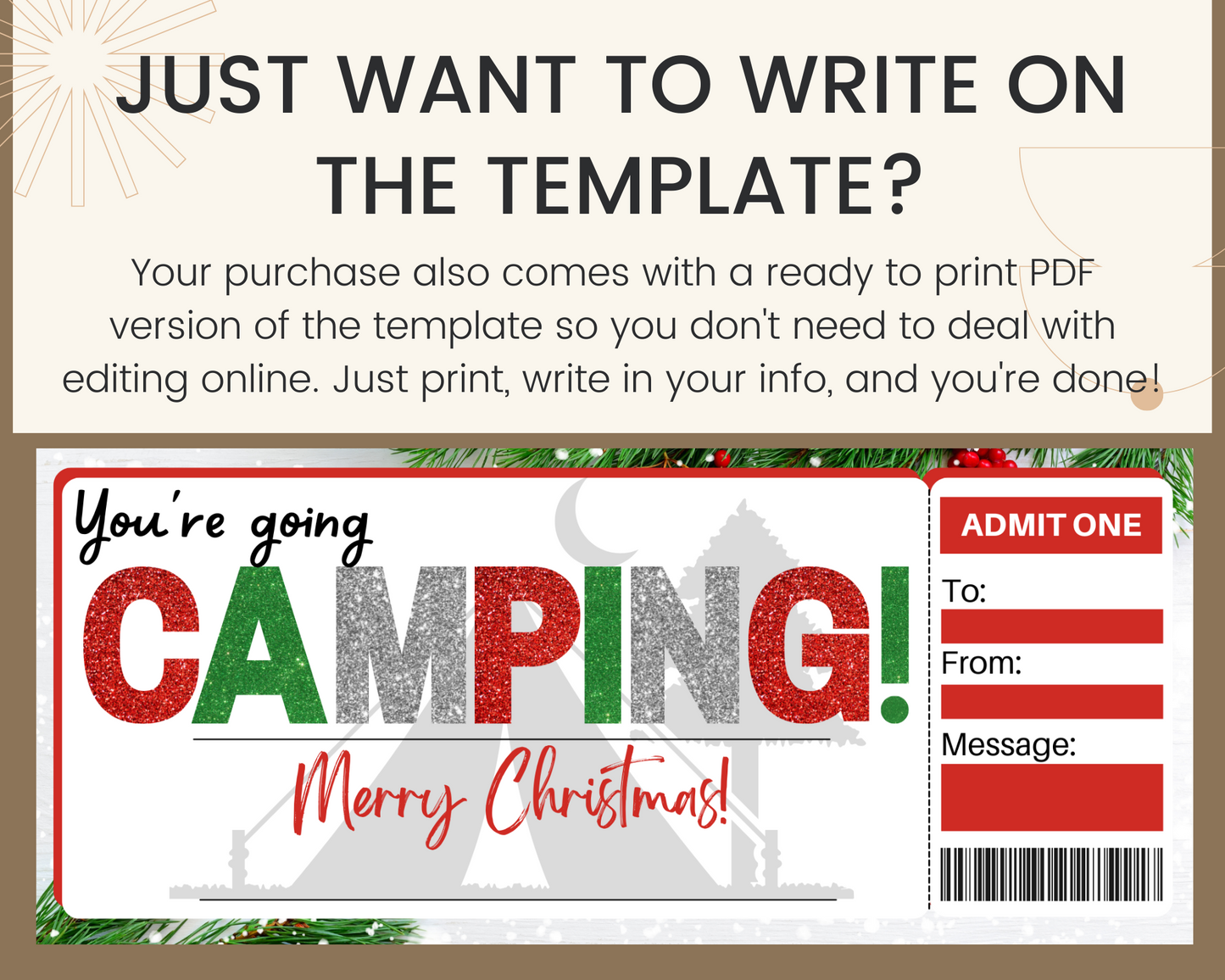 Christmas Camping Gift Certificate