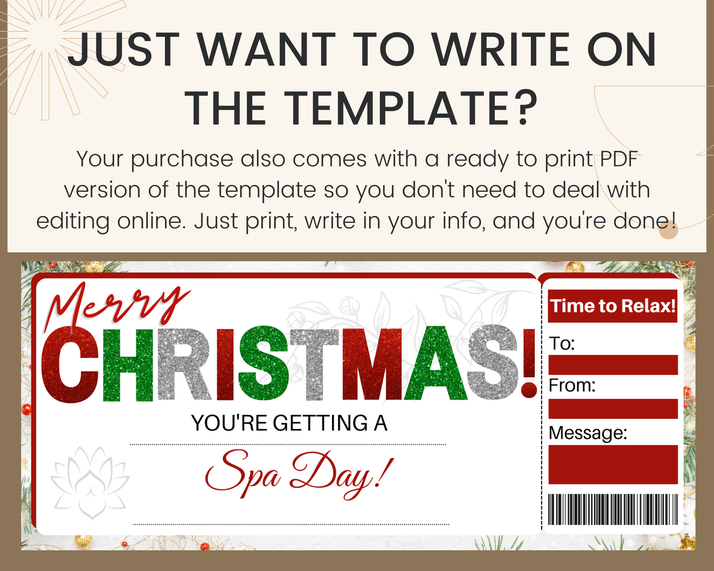 Christmas Spa Day Gift Certificate Template
