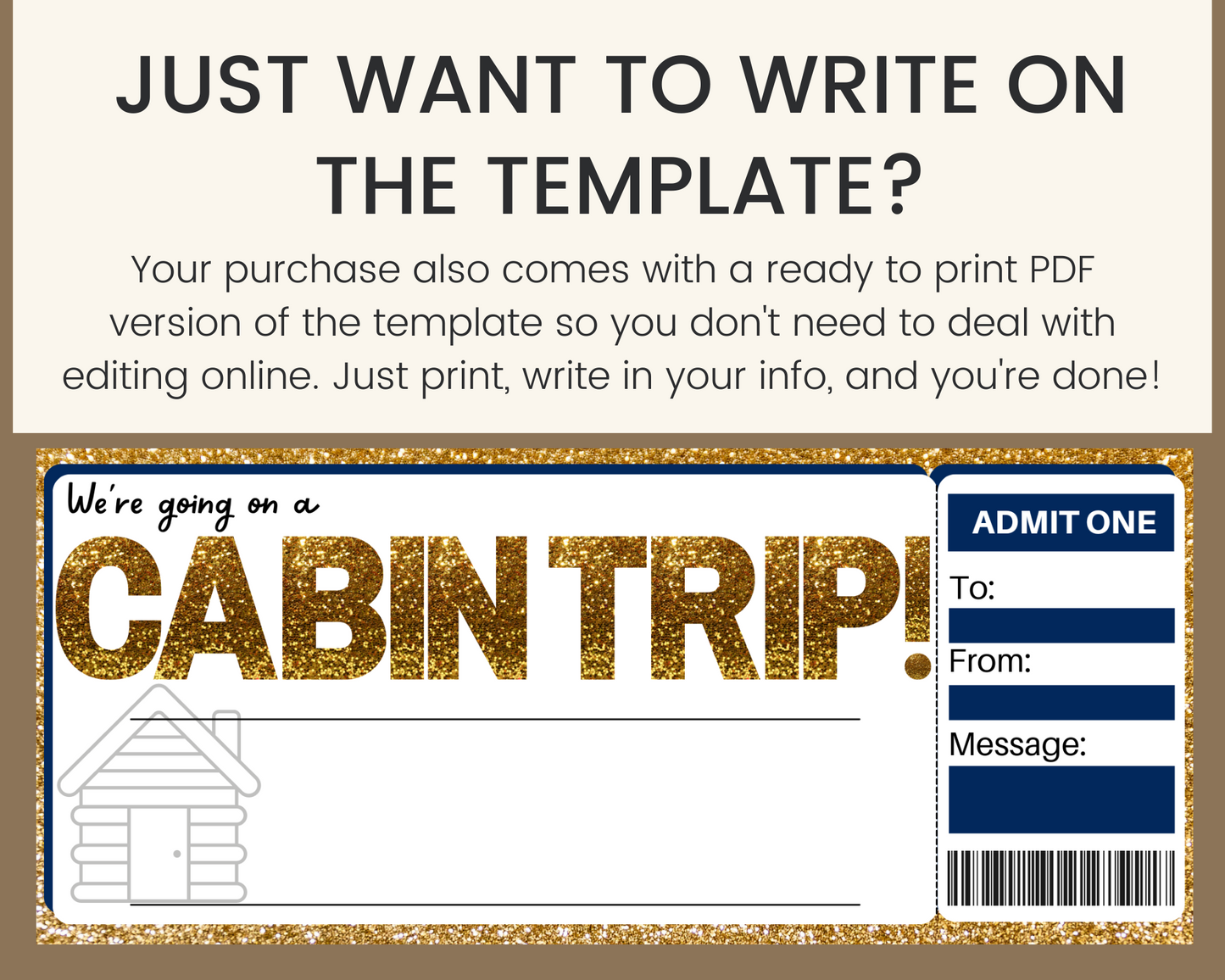 Cabin Trip Gift Ticket