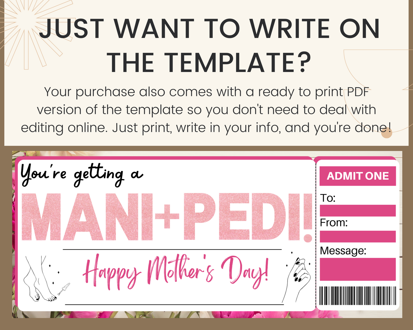 Mother's Day Mani Pedi Gift Certificate Template