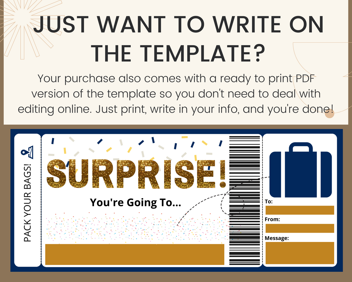Surprise Boarding Pass Template