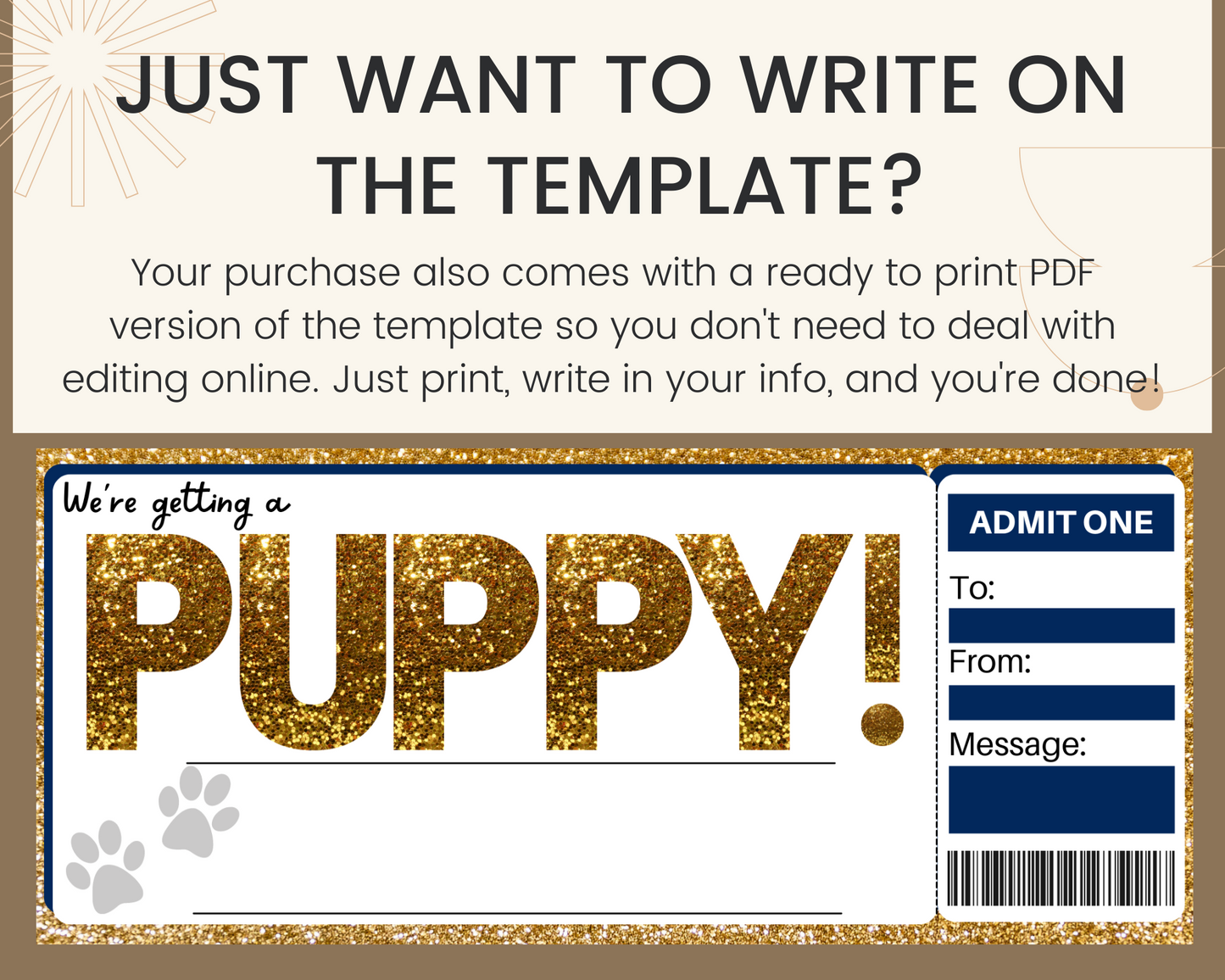 New Puppy Gift Certificate Template