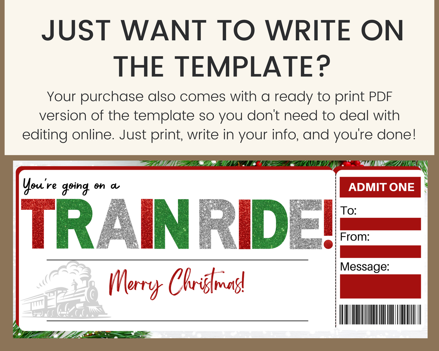 Christmas Train Boarding Pass