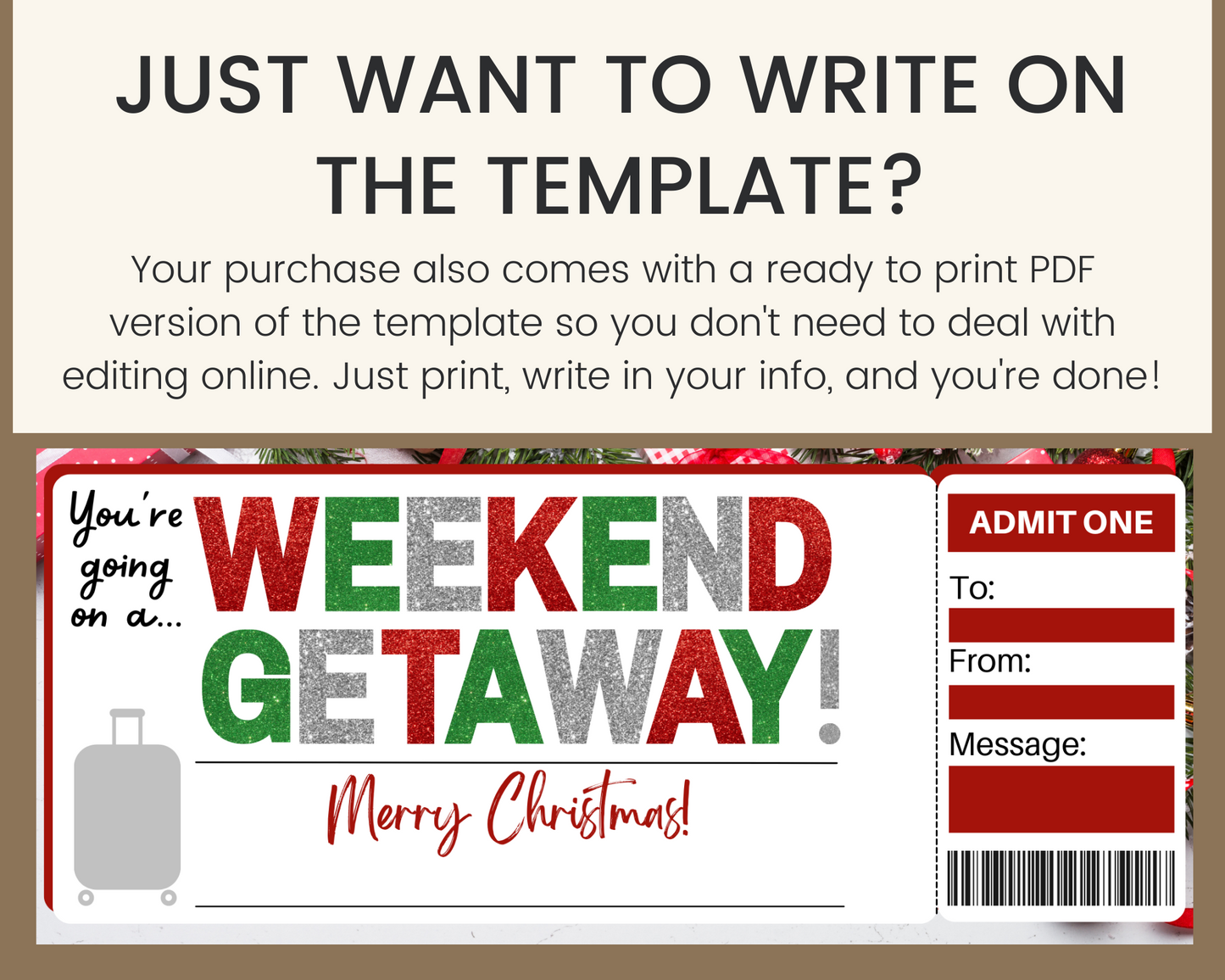 Christmas Weekend Getaway Ticket Template