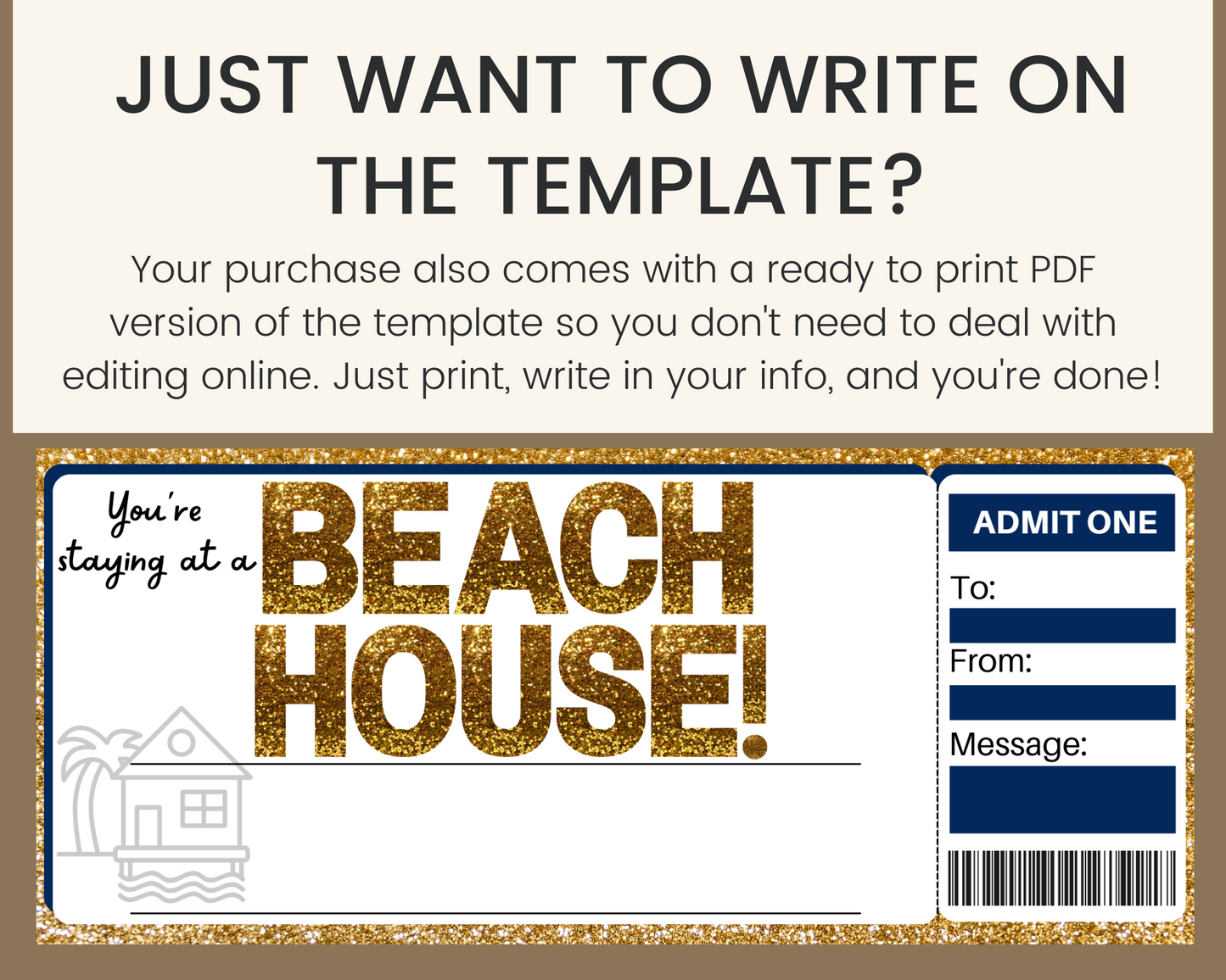 Beach House Gift Ticket