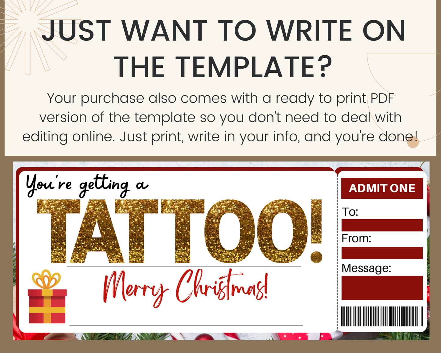 Christmas Tattoo Gift Ticket