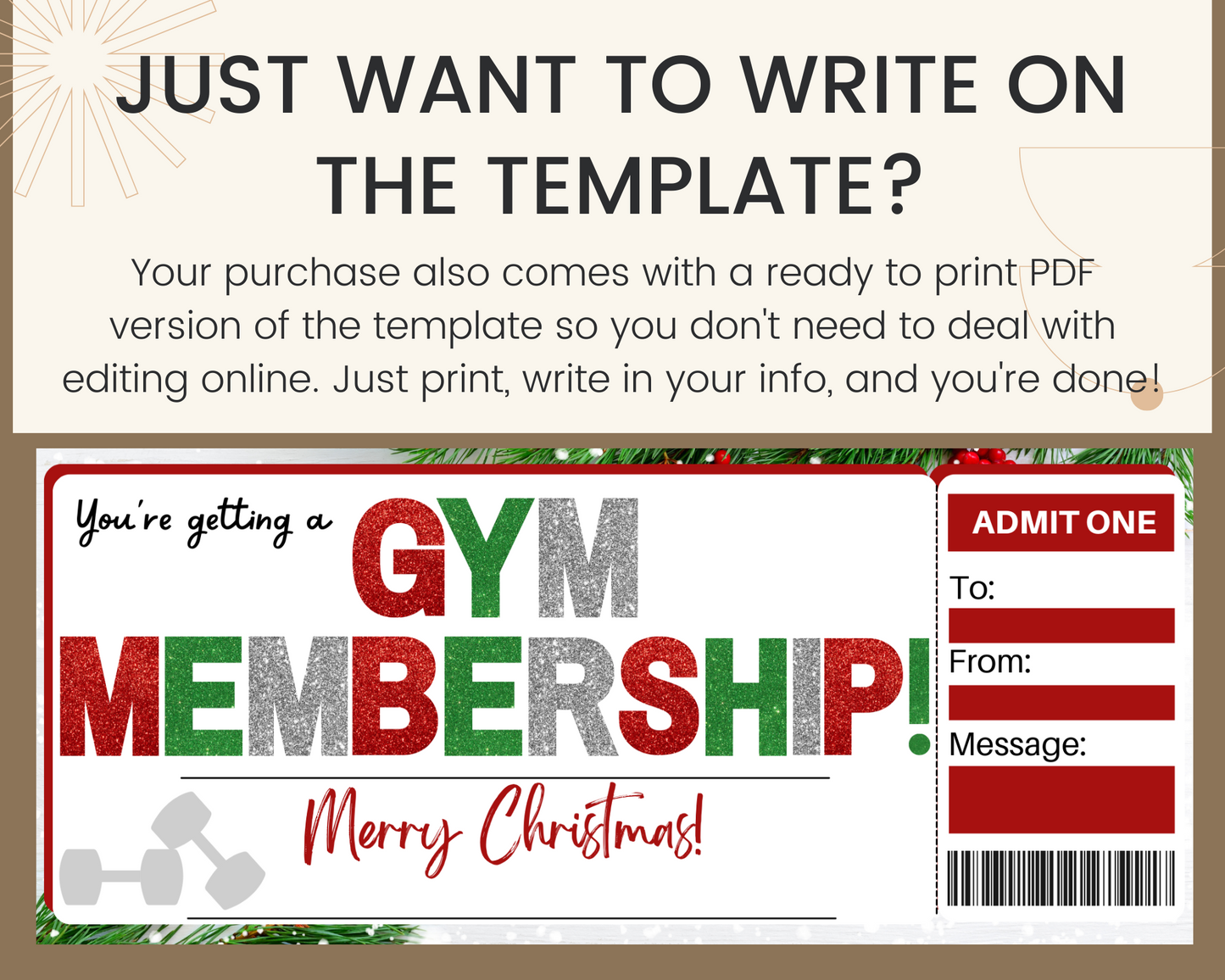 Christmas Gym Membership Ticket