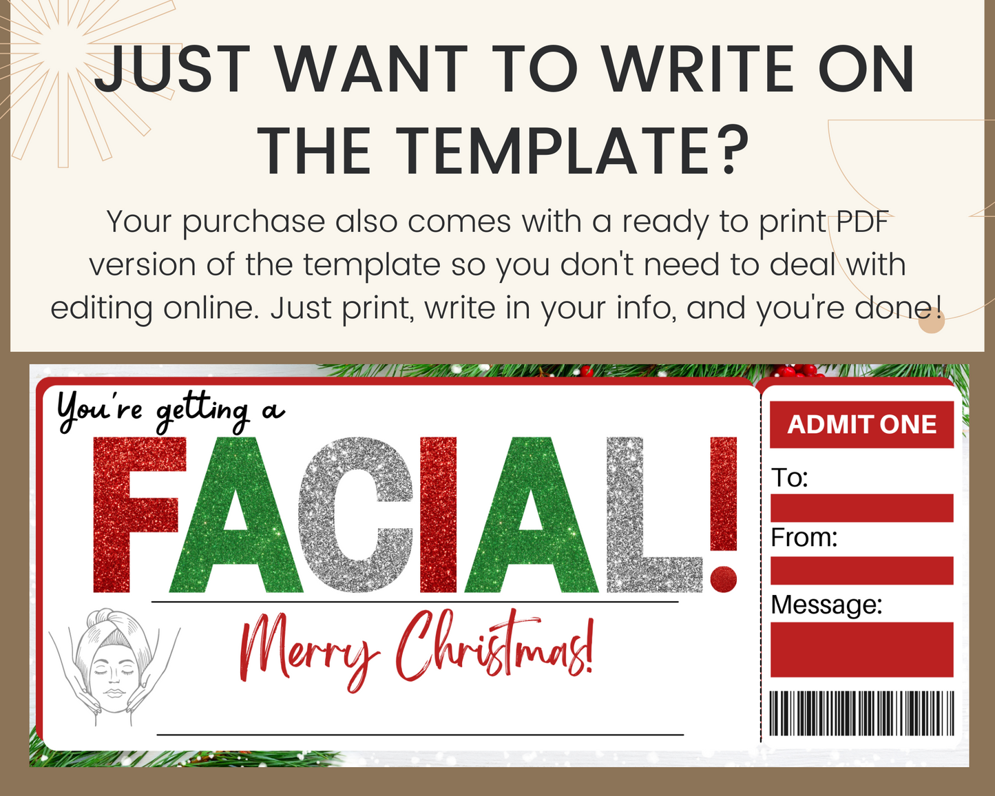 Christmas Facial Gift Ticket