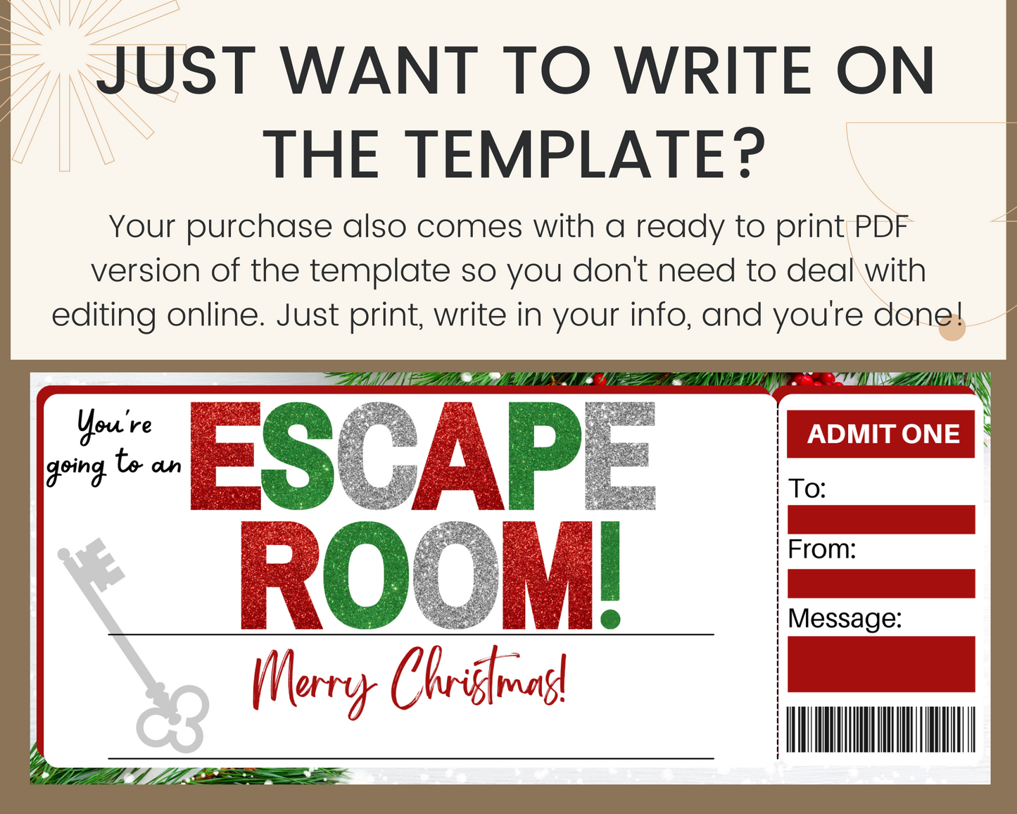 Christmas Escape Room Gift Certificate Template
