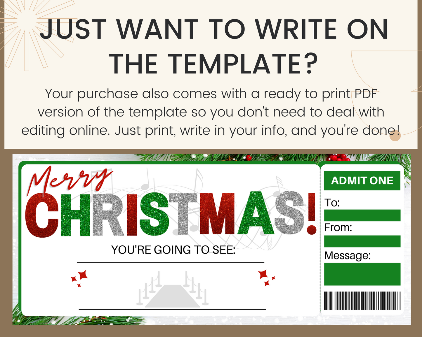 Merry Christmas Concert Ticket Gift Template
