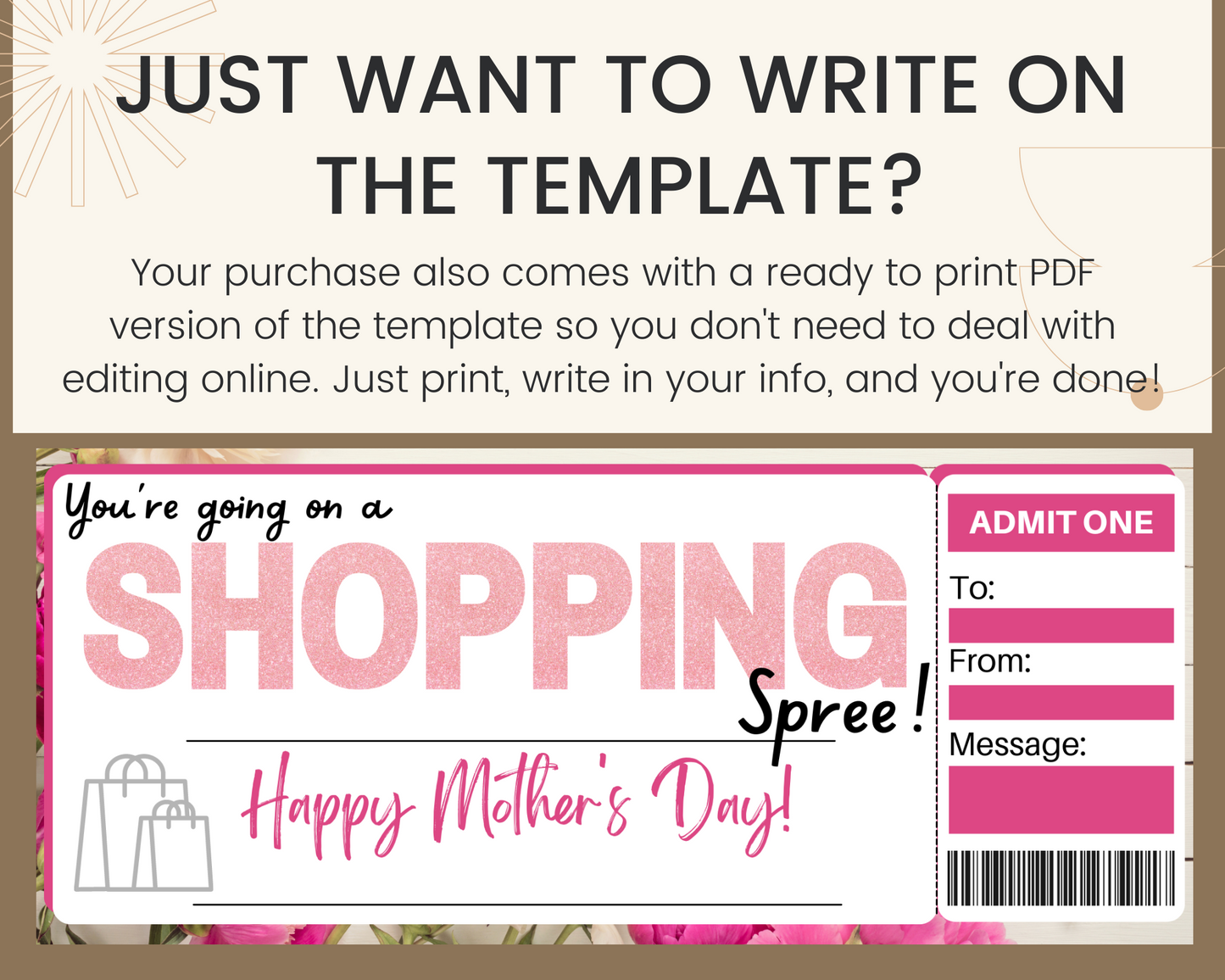 Mother's Day Shopping Spree Gift Certificate Template