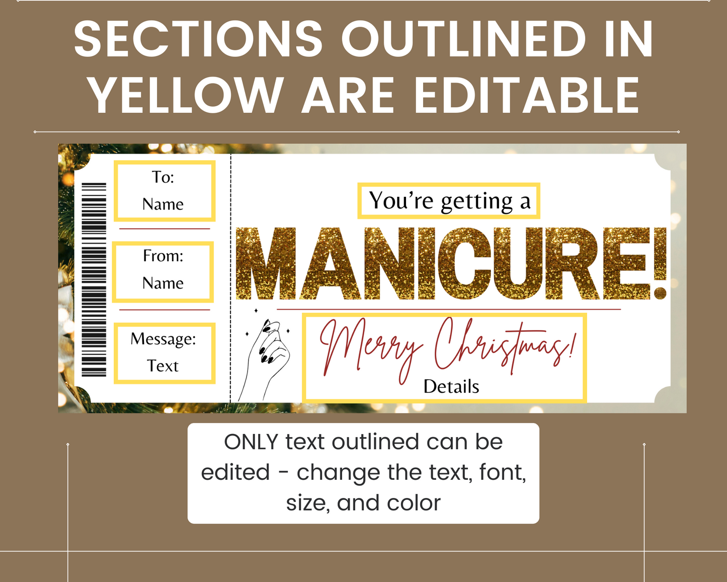 Christmas Manicure Gift Certificate Voucher