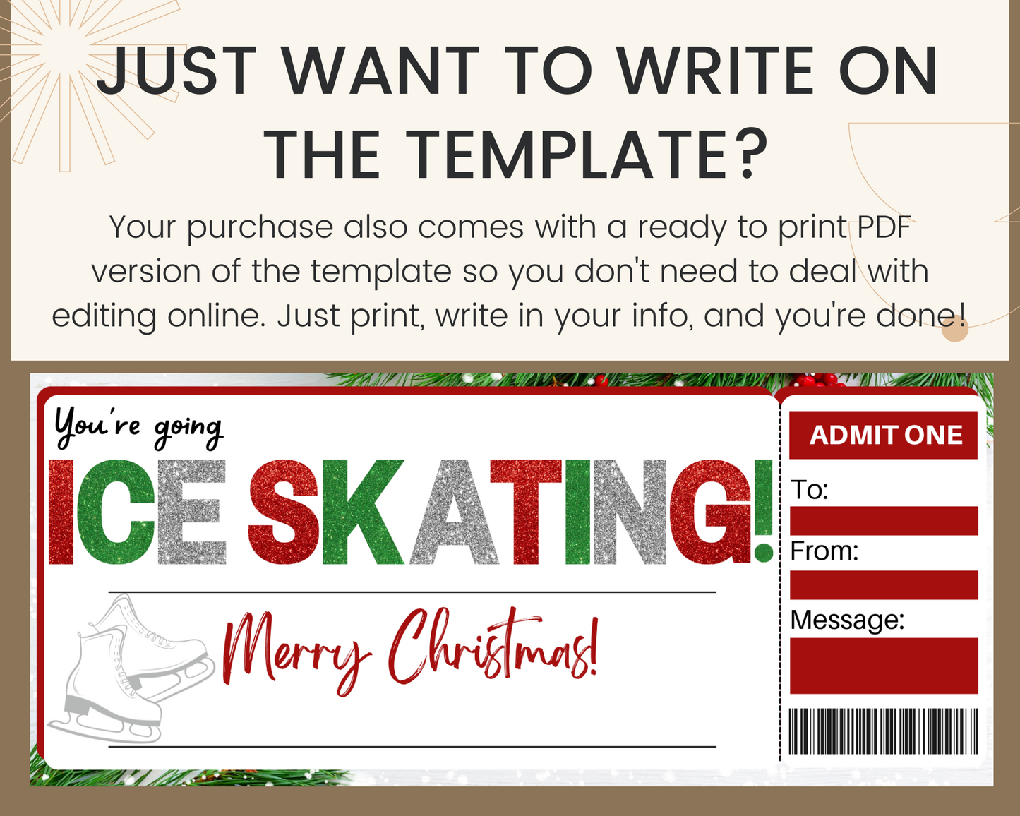 Christmas Ice Skating Gift Ticket