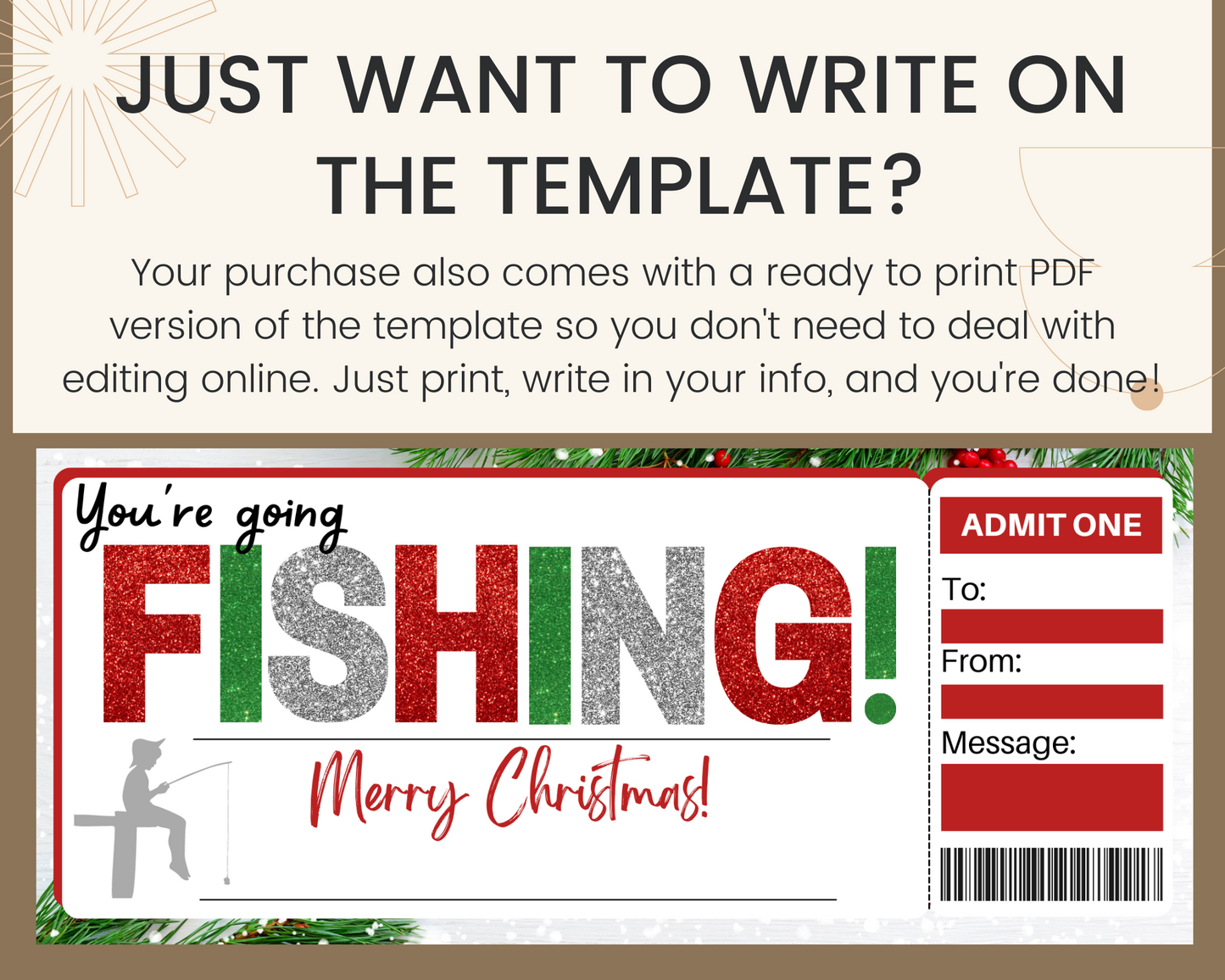 Christmas Fishing Gift Certificate Template