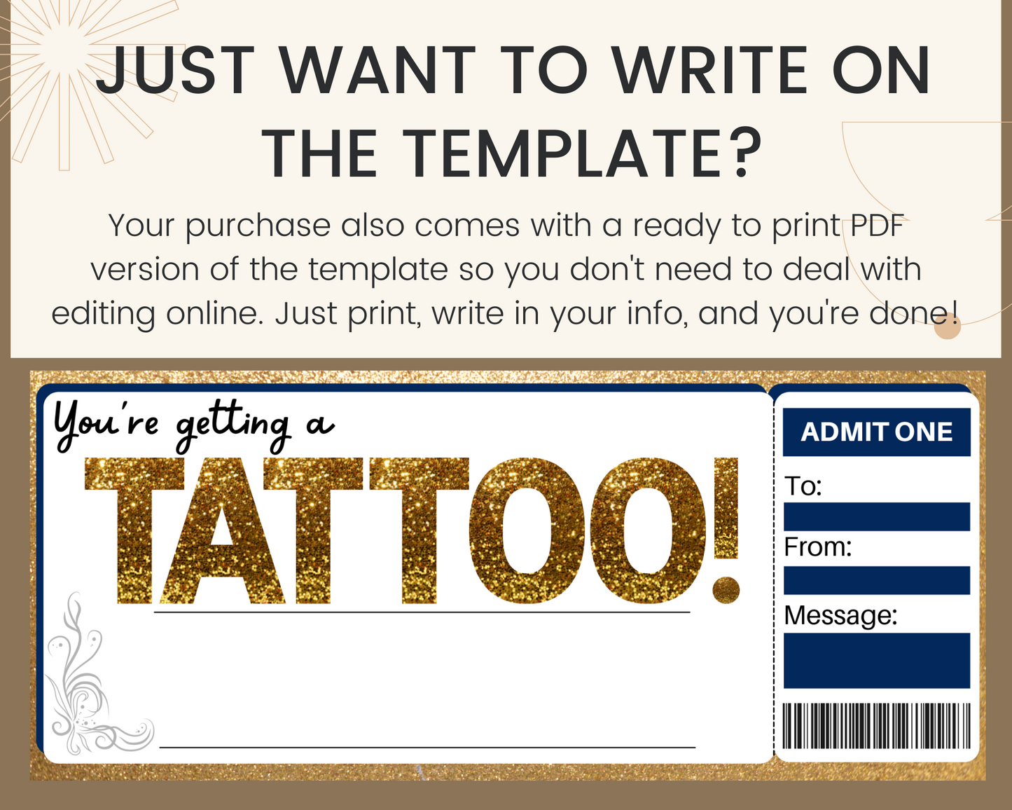 Tattoo Gift Ticket Template
