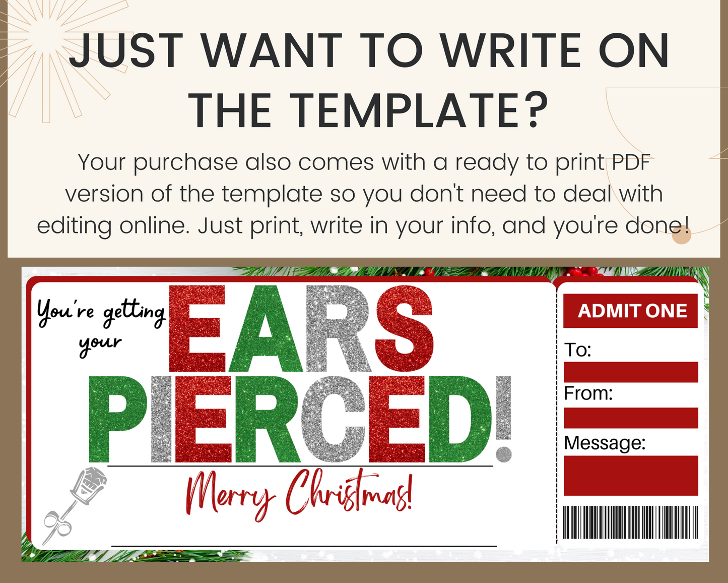 Christmas Ear Piercing Gift Certificate