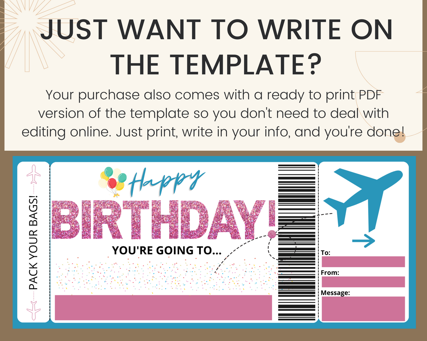 Birthday Boarding Ticket Gift Template