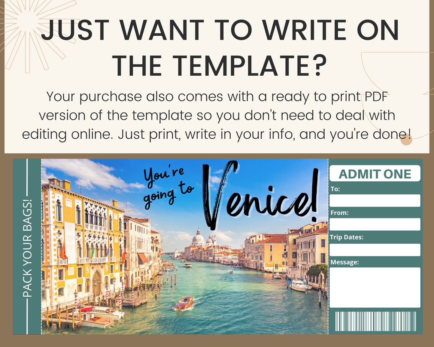 Venice Boarding Pass Template