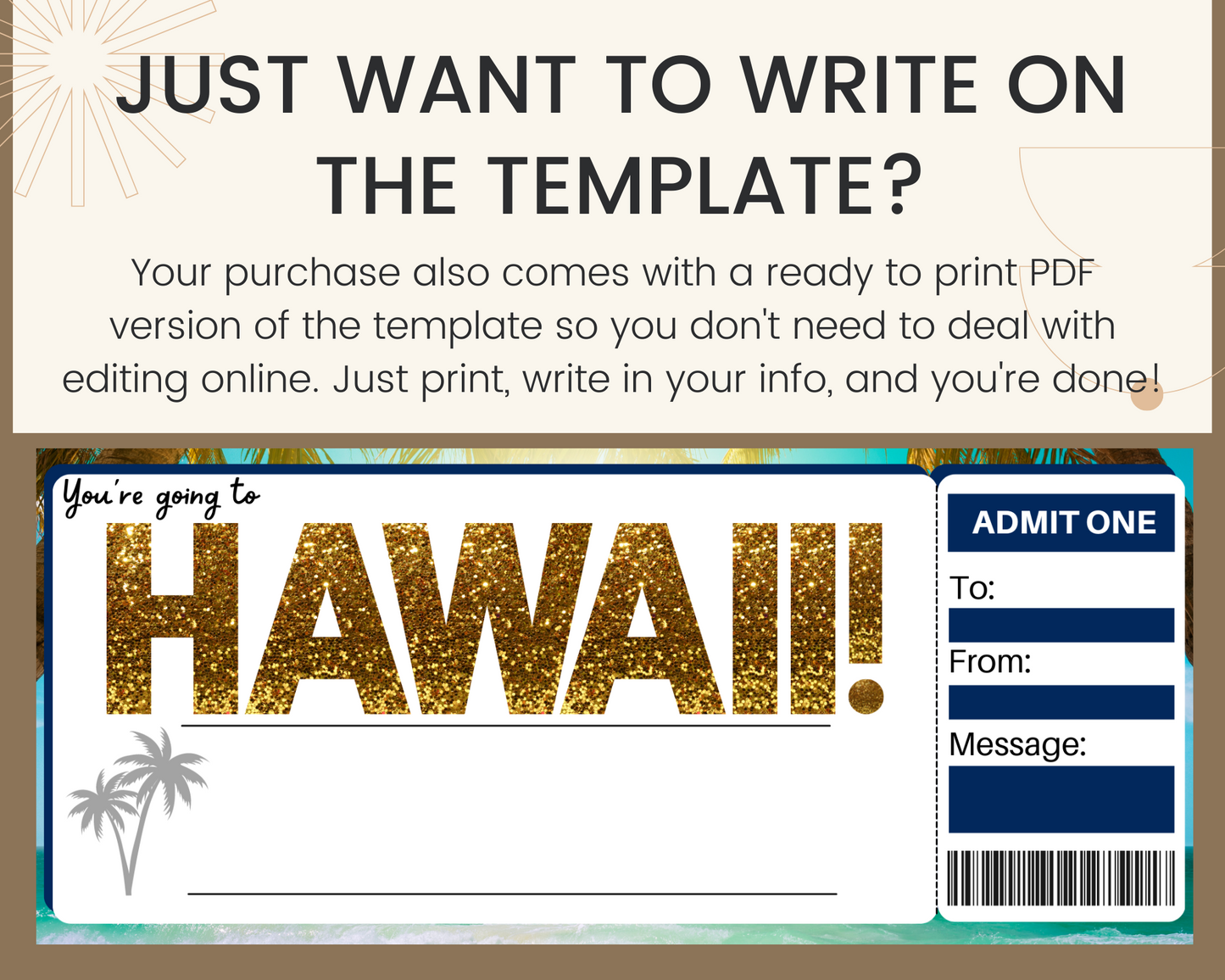 Hawaii Boarding Pass Template