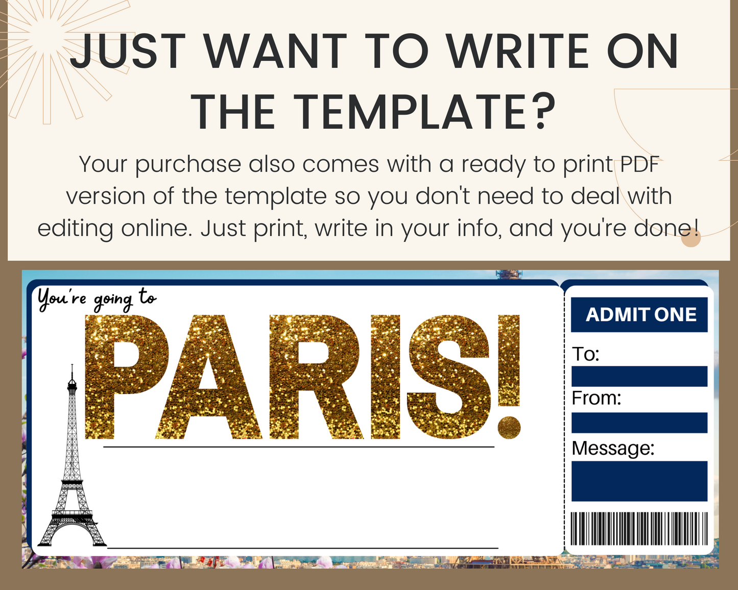 Paris Flight Ticket Template