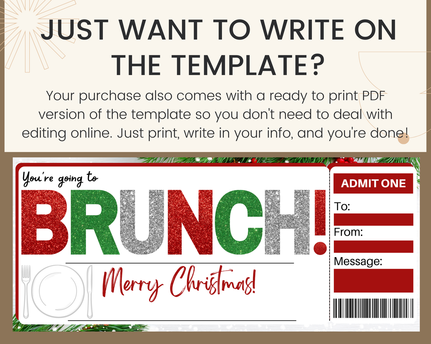 Christmas Brunch Gift Ticket Template