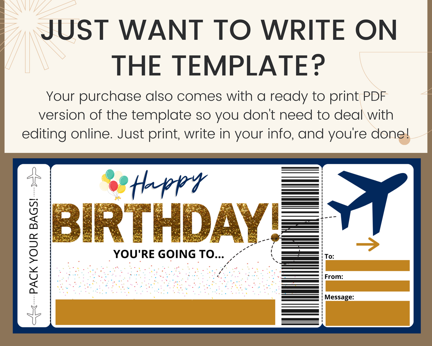 Birthday Boarding Pass: Printable Flight Ticket
