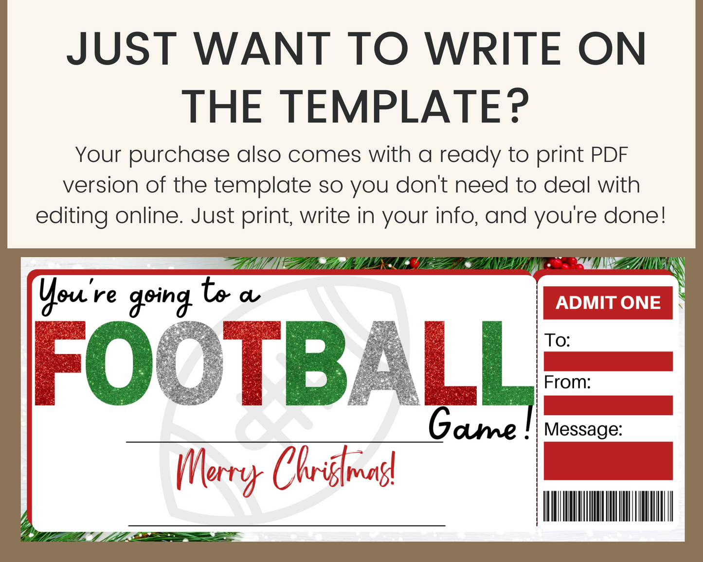 Christmas Football Game Ticket