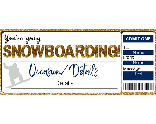 Snowboarding Gift Ticket Template