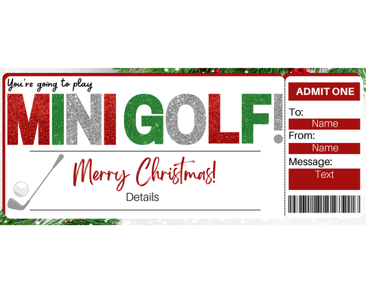 Christmas Mini Golfing Gift Ticket Template