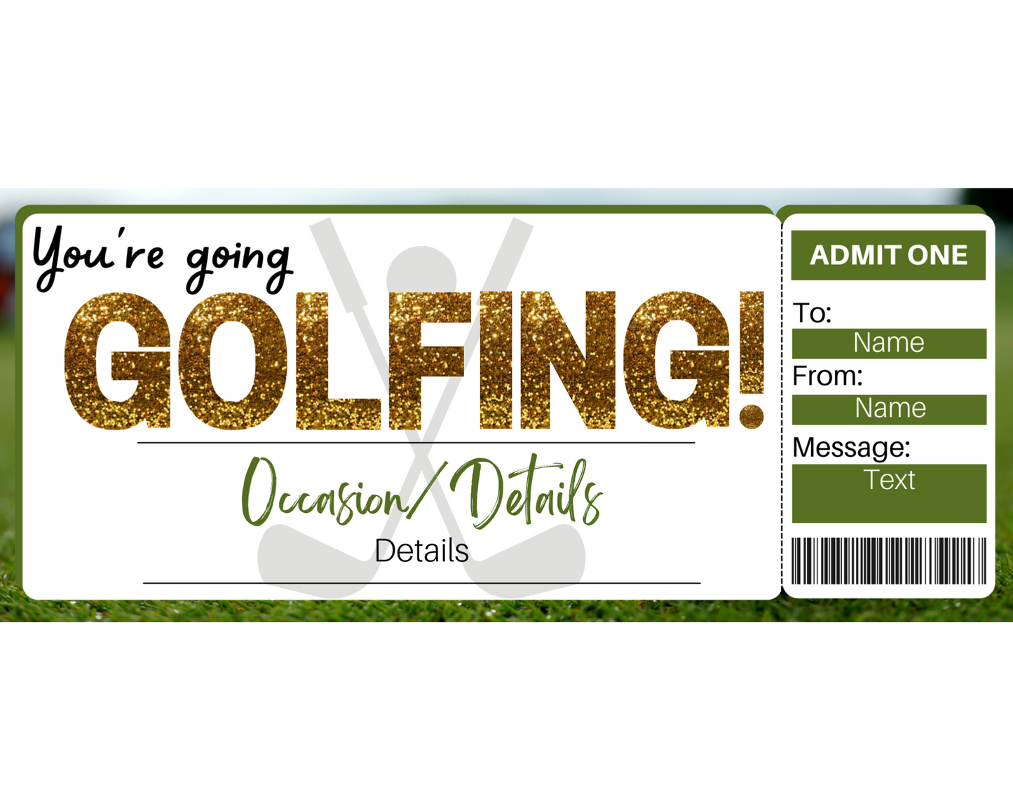Golfing Gift Ticket Template