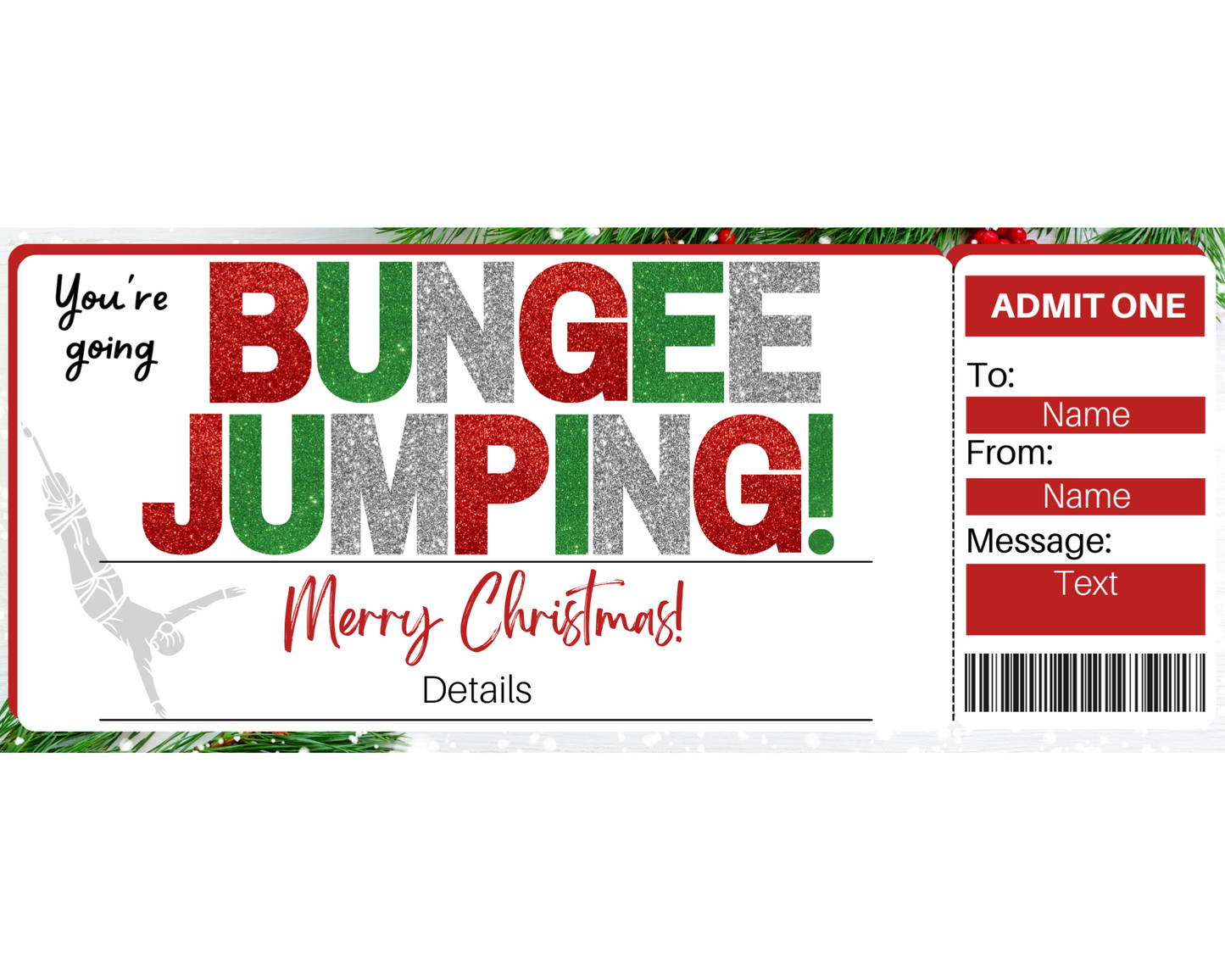 Christmas Bungee Jumping Gift Ticket Template