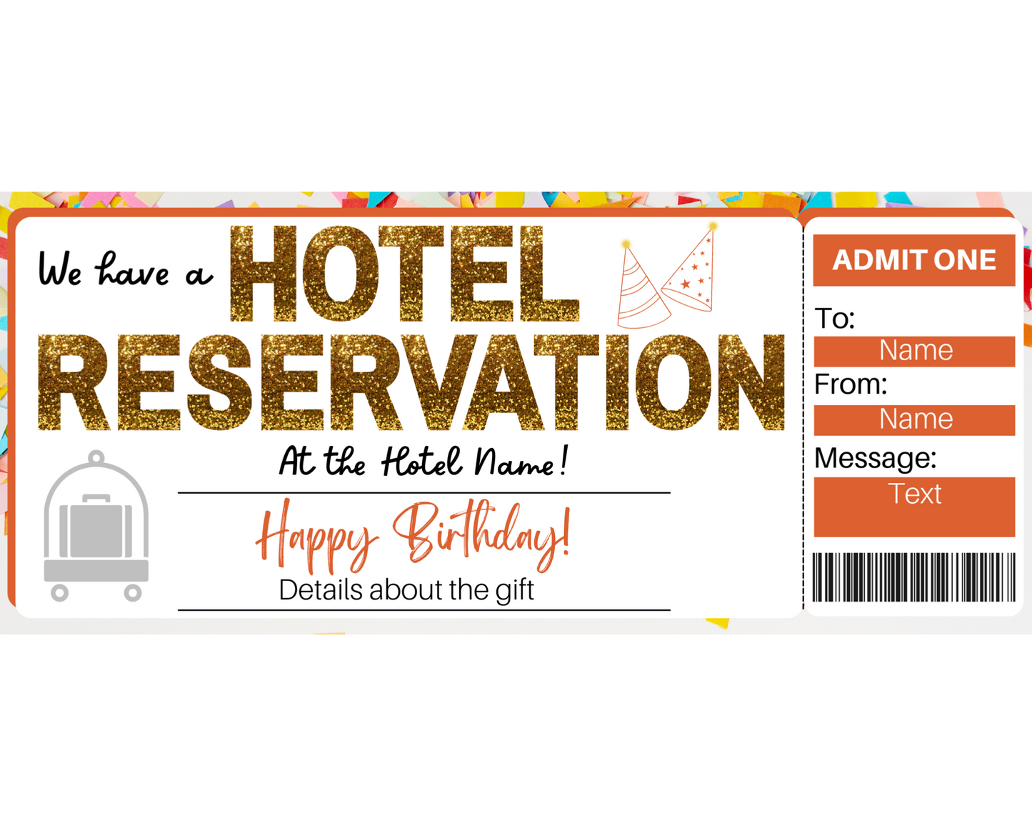 Birthday Hotel Reservation Gift Certificate Template