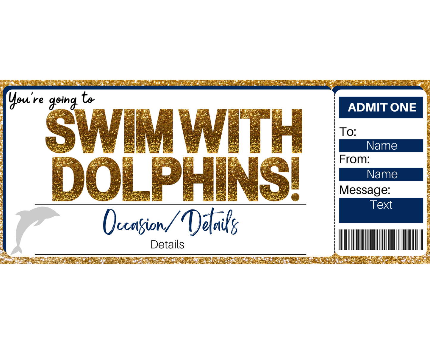 Swimming with Dolphins Gift Ticket Template