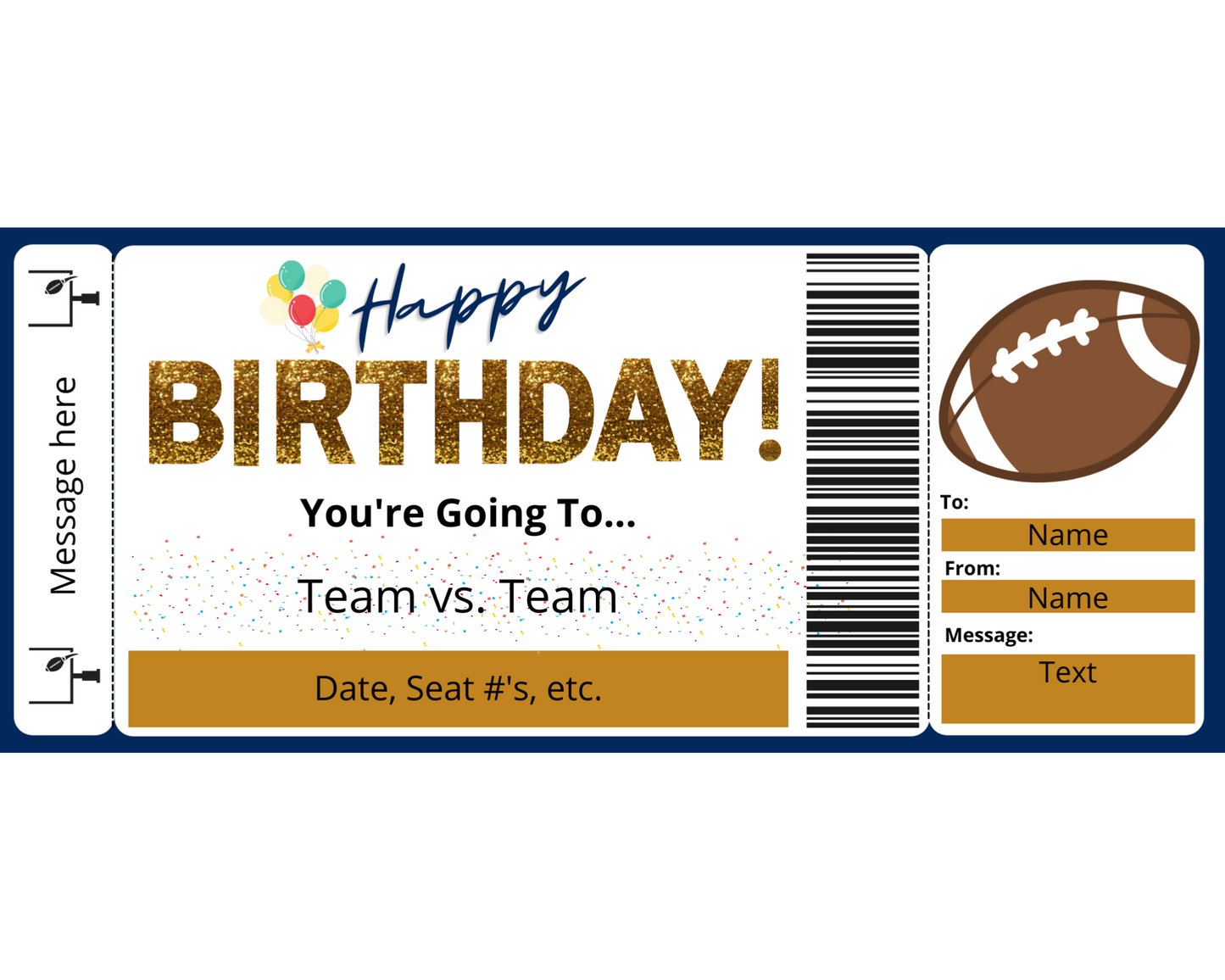 Birthday Football Game Gift Ticket Template
