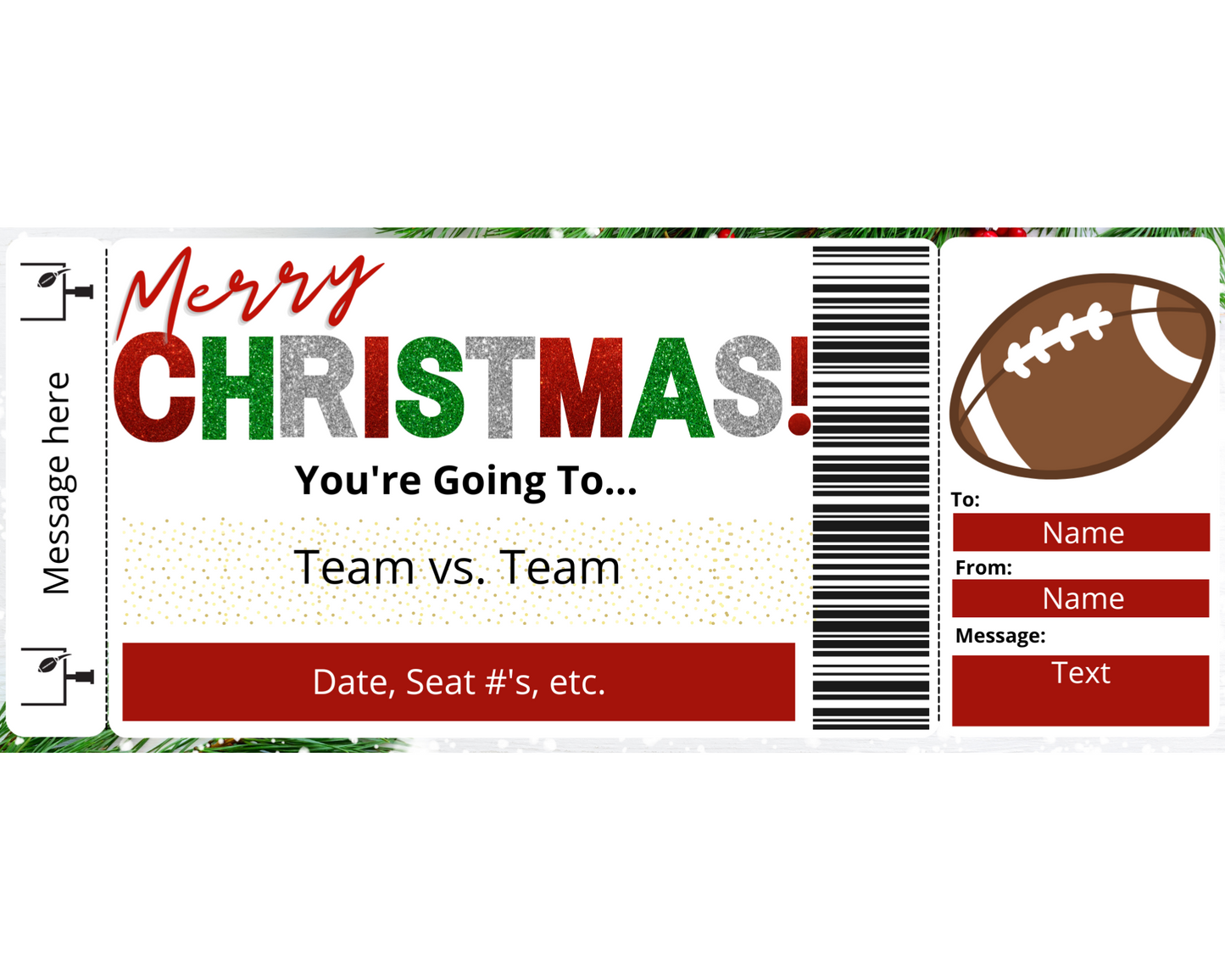 Christmas Football Game Gift Certificate