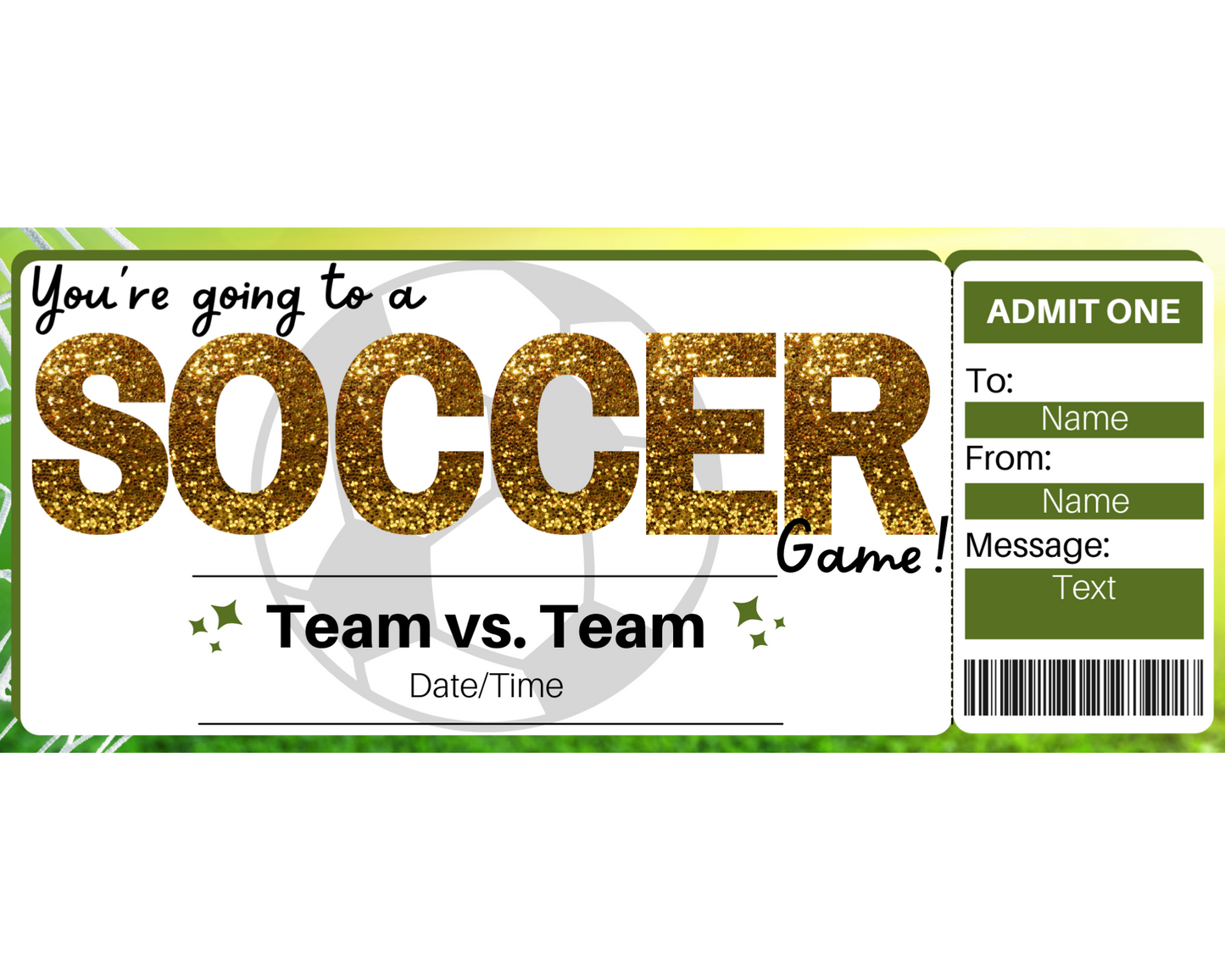 Soccer Game Gift Ticket Template