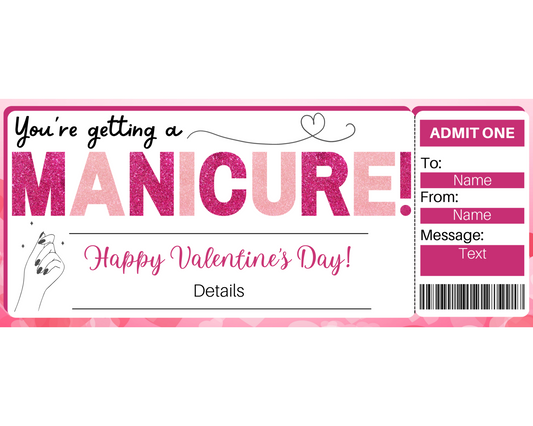 Valentine's Day Manicure Gift Ticket Template