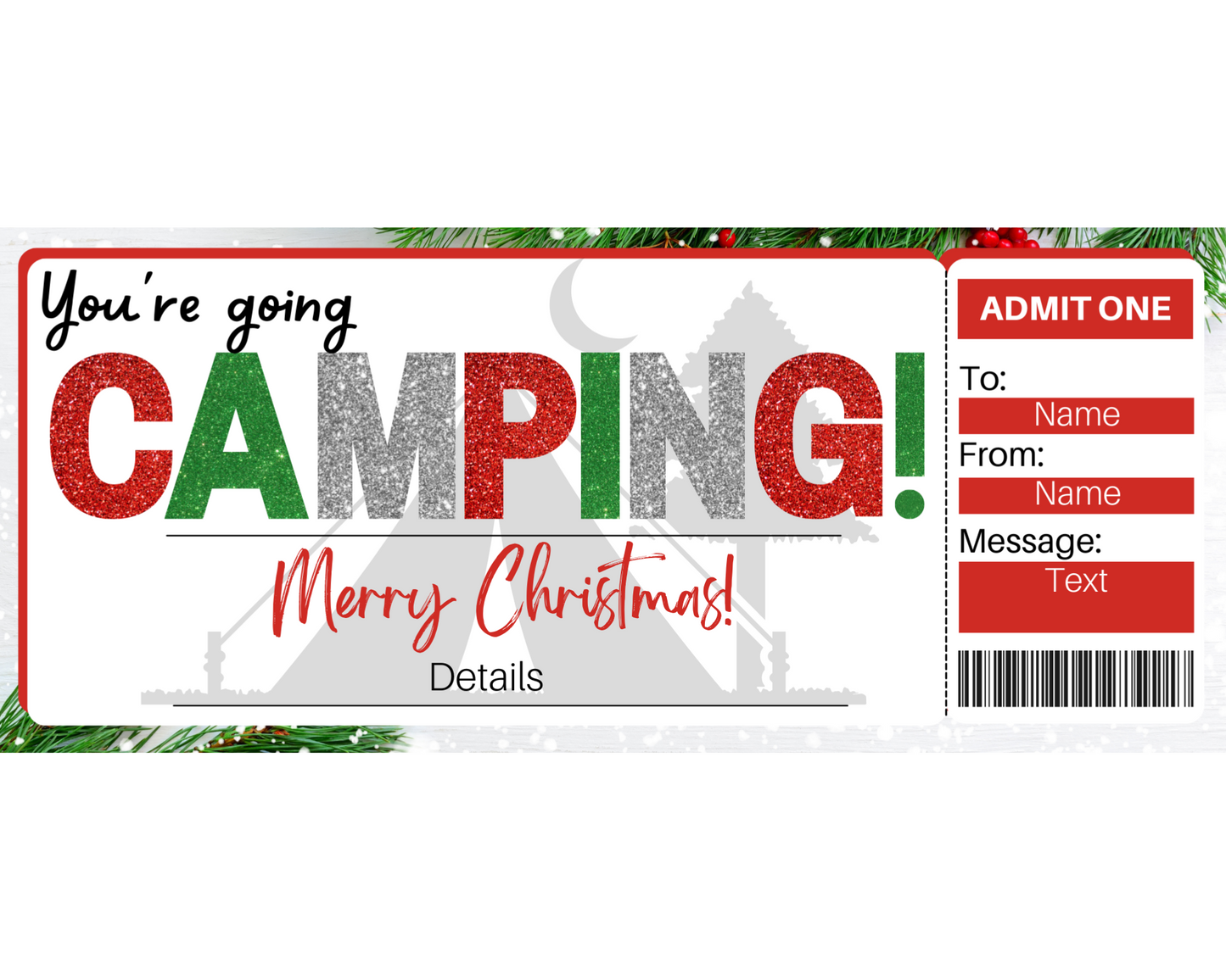 Christmas Camping Gift Certificate