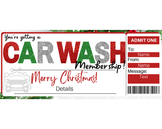 Christmas Car Wash Gift Ticket Template