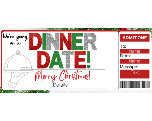 Christmas Dinner Date Gift Ticket Template