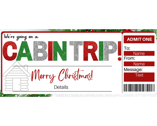 Christmas Cabin Trip Gift Ticket Template