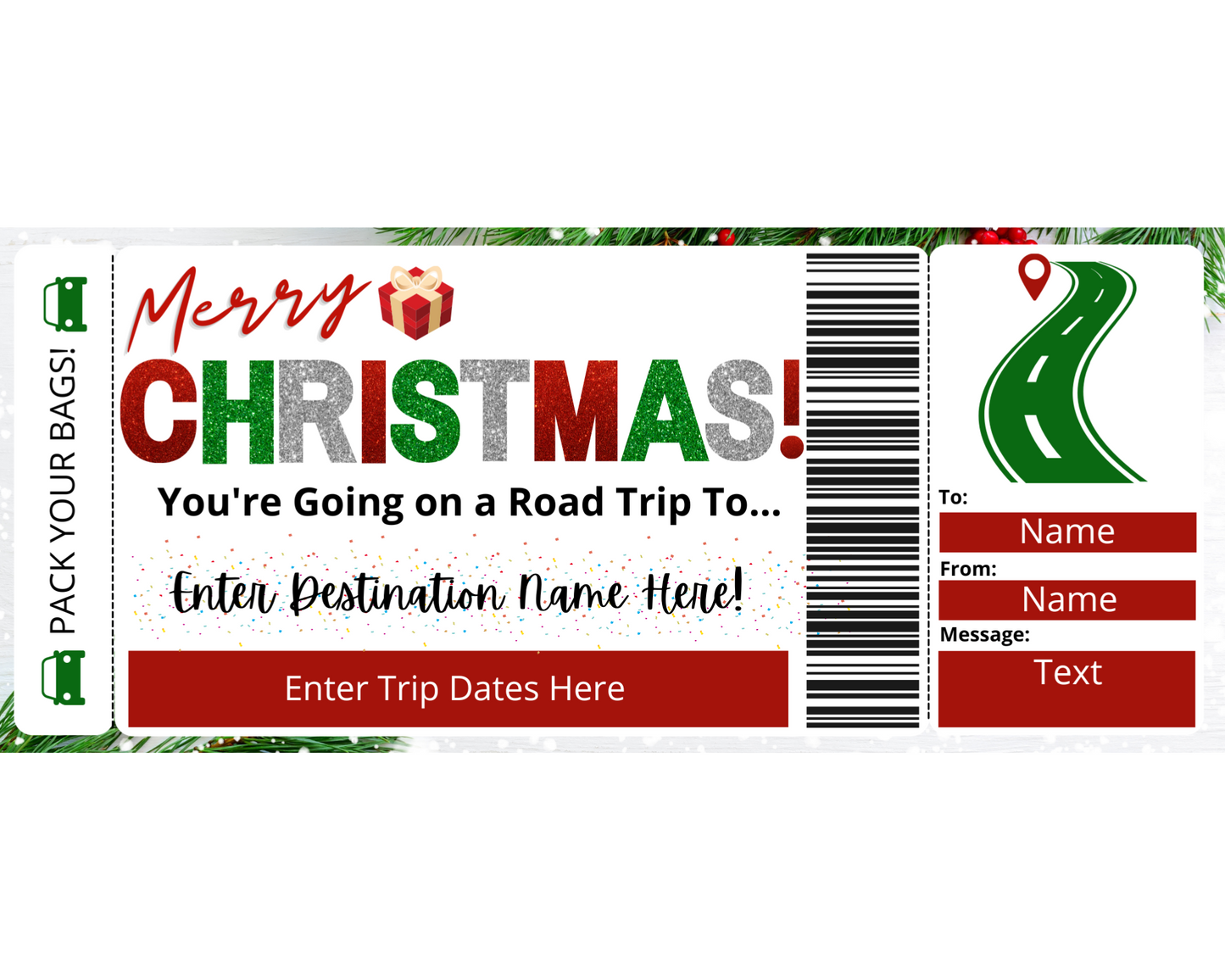 Christmas Road Trip Boarding Pass