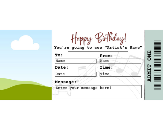 Happy Birthday Concert Ticket Template: Add your own picture!