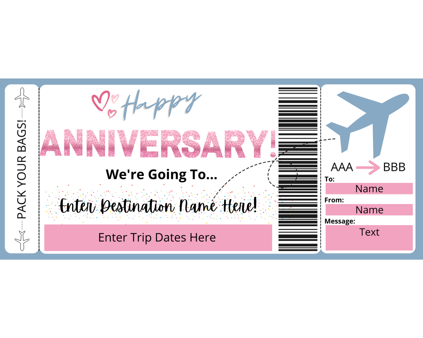 Anniversary Boarding Pass Flight Ticket