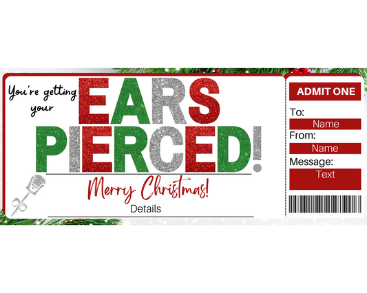 Christmas Ear Piercing Gift Certificate