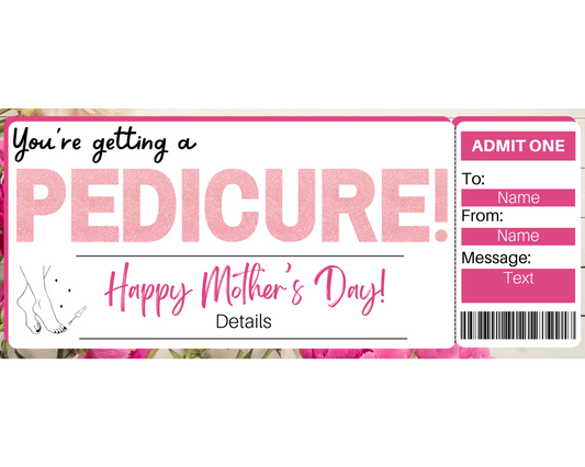 Mother's Day Pedicure Gift Ticket Template